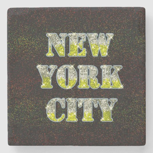 ニューヨークシティシルバー金ゴールドグリッター ストーンコースター (正面)
