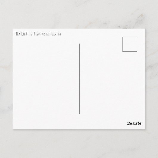 ニューヨークシティスカイラインアットナイト絵画抽象芸術 ポストカード (裏面)