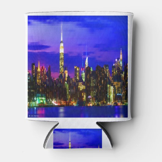 ニューヨークシティスカイラインアットナイト 缶クーラー (正面)