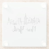 ニューヨークシティスカイラインイラストレーション ガラスコースター (裏面)