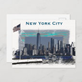 ニューヨークシティスカイラインイラストレーション ポストカード (正面/裏面)