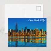 ニューヨークシティスカイラインウォーターカラーイラストレーション ポストカード (正面/裏面)