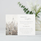 ニューヨークシティスカイラインウォーターカラーウェディングレセプション エンクロージャーカード (スタンド正面)