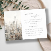 ニューヨークシティスカイラインウォーターカラーウェディングレセプション エンクロージャーカード