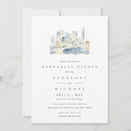 ニューヨークシティスカイラインウォーターカラーリハーサルディナー 招待状 (正面)