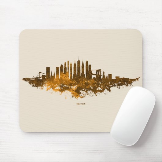 ニューヨークシティスカイラインウォーターカラー（オレンジ色） マウスパッド (マウス)