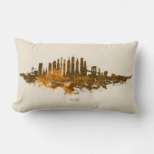 ニューヨークシティスカイラインウォーターカラー(オレンジ色) ランバークッション (正面)