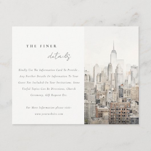 ニューヨークシティスカイラインウォーター結婚カラー詳細 エンクロージャーカード (正面)
