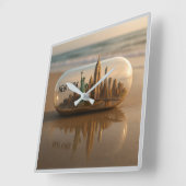 ニューヨークシティスカイラインウォールクロック スクエア壁時計 (傾斜)