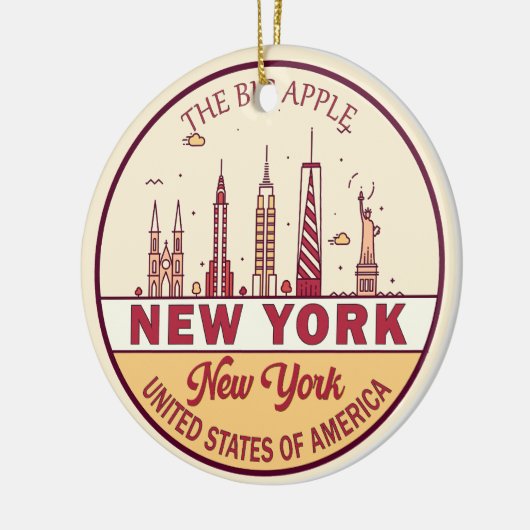 ニューヨークシティスカイラインエンブレム セラミックオーナメント (左)