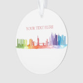 ニューヨークシティスカイラインカラフルNYCイラストレーション オーナメント (正面)