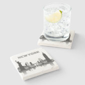 ニューヨークシティスカイラインシルエットモダン ストーンコースター (横)