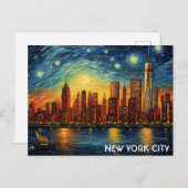 ニューヨークシティスカイラインスターリーナイトトラベル ポストカード (正面/裏面)