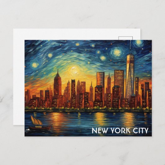 ニューヨークシティスカイラインスターリーナイトトラベル ポストカード (正面/裏面)
