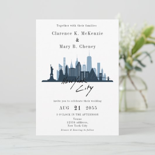 ニューヨークシティスカイラインデスティネーションウェディング 招待状 (スタンド正面)