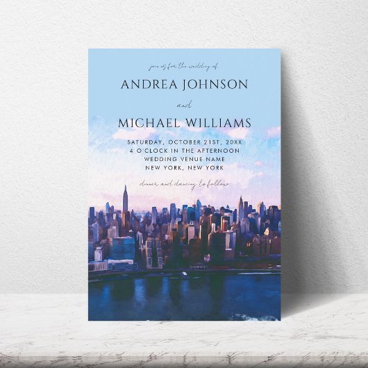 ニューヨークシティスカイラインデスティネーショントラベル結婚ズ 招待状
