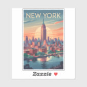 ニューヨークシティスカイライントラベルアートヴィンテージ シール (シート)