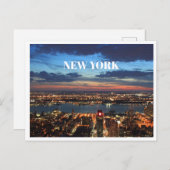 ニューヨークシティスカイラインナイト建物風景 シーズンポストカード (正面/裏面)