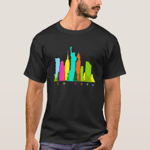 ニューヨークシティスカイラインニューヨカラフルーカーシティスキャッ Tシャツ