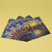 ニューヨークシティスカイラインバンゴッホスタイル ノートカード