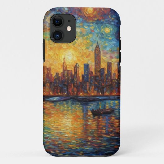 ニューヨークシティスカイラインバンゴッホスタイル Case-Mate iPhoneケース (裏面)