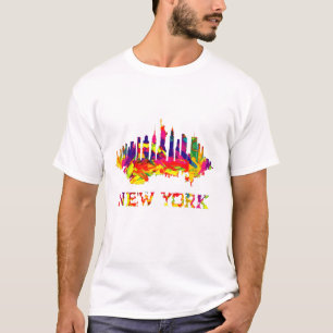 ニューヨークシティスカイラインブライトカラフル Tシャツ