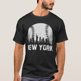 ニューヨークシティスカイラインベースボールラバーユーモア Tシャツ