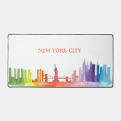 ニューヨークシティスカイラインマンハカラフルタン デスクマット (正面)