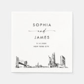 ニューヨークシティスカイラインモダンズ結婚カクテル スタンダードカクテルナプキン (正面)