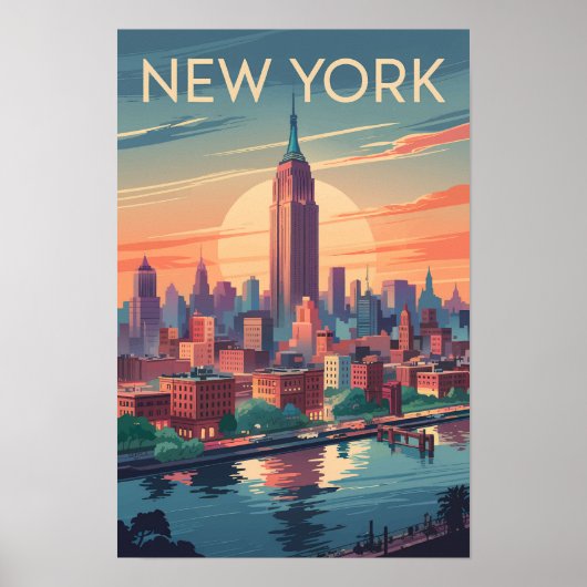 ニューヨークシティスカイライン旅行アートヴィンテージ ポスター (正面)