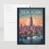 ニューヨークシティスカイライン旅行アートヴィンテージ ポストカード (正面/裏面)