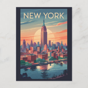 ニューヨークシティスカイライン旅行アートヴィンテージ ポストカード