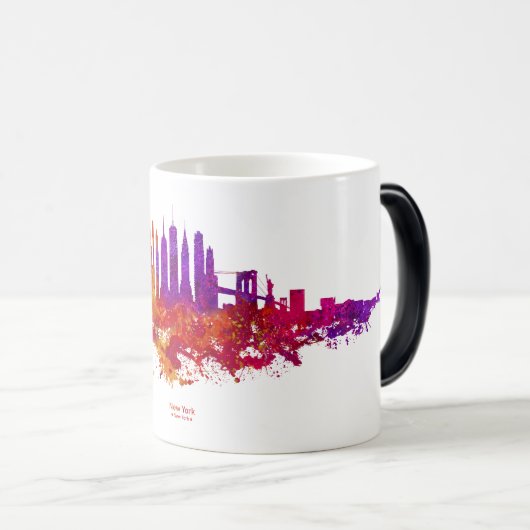 ニューヨークシティスカイライン水彩画オンホワイト モーフィングマグカップ (正面右)