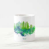 ニューヨークシティスカイライン水彩青とライム モーフィングマグカップ (中央)