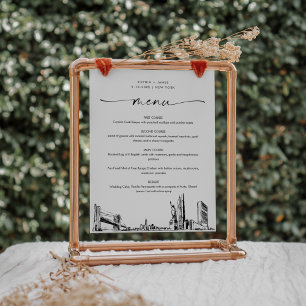 ニューヨークシティスカイライン結婚のメニューサイン ポスター