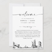 ニューヨークシティスカイライン結婚式プログラム 5x7 カード (正面)