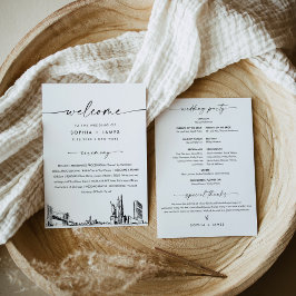 ニューヨークシティスカイライン結婚式プログラム 5x7 カード