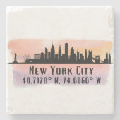 ニューヨークシティスカイライン緯度と経度 ストーンコースター (正面)