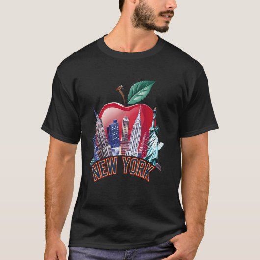 ニューヨークシティスカイライン自由の女神エンパイアステート Tシャツ (正面)