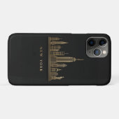 ニューヨークシティスカイライン金ゴールドラインアート Case-Mate iPhoneケース (裏面(横))