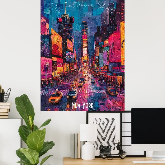 ニューヨークシティスカイライン鮮やか- NYC Wall Art ポスター (ホームオフィス)