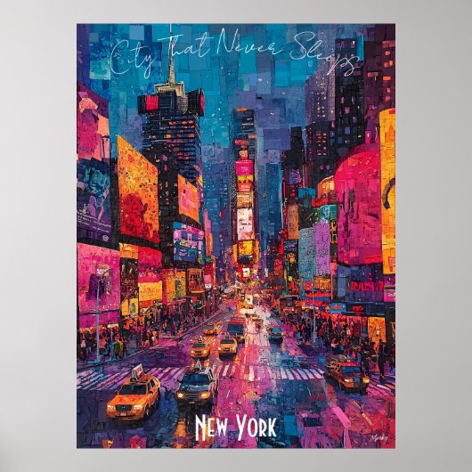 ニューヨークシティスカイライン鮮やか- NYC Wall Art ポスター (正面)