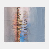 ニューヨークシティスカイライン-メディアが混在 フリースブランケット (正面(横))