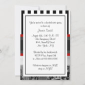 ニューヨークシティスカイライン モノクロ ブラックアンドホワイト ストライプ 2人用 バチェロレッテ 招待状 (裏面)