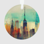 ニューヨークシティスカイライン – 水彩画 オーナメント (裏面)