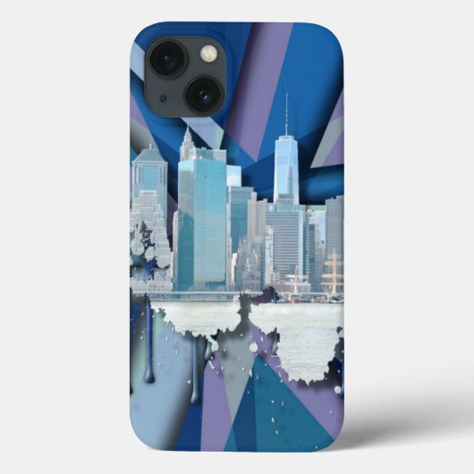 ニューヨークシティスカイライン |青3D Case-Mate iPhoneケース (裏面)