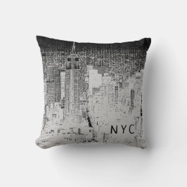 ニューヨークシティスカイライン | NYC |グレーと黒 クッション