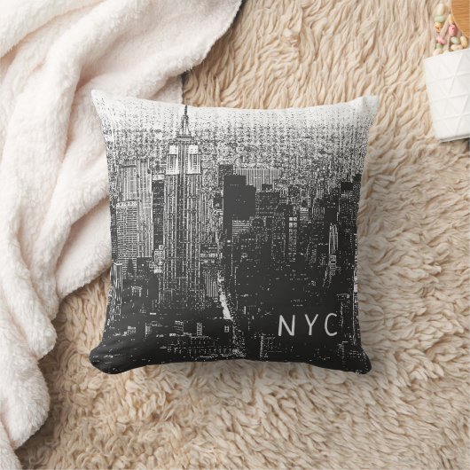 ニューヨークシティスカイライン | NYC |黒と白 クッション (ブランケット)
