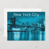 ニューヨークシティスカイラインinブルー ポストカード (正面/裏面)