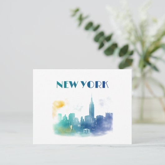 ニューヨークシティスカイラインNYCトラベルアメリカリバティ ポストカード (スタンド正面)